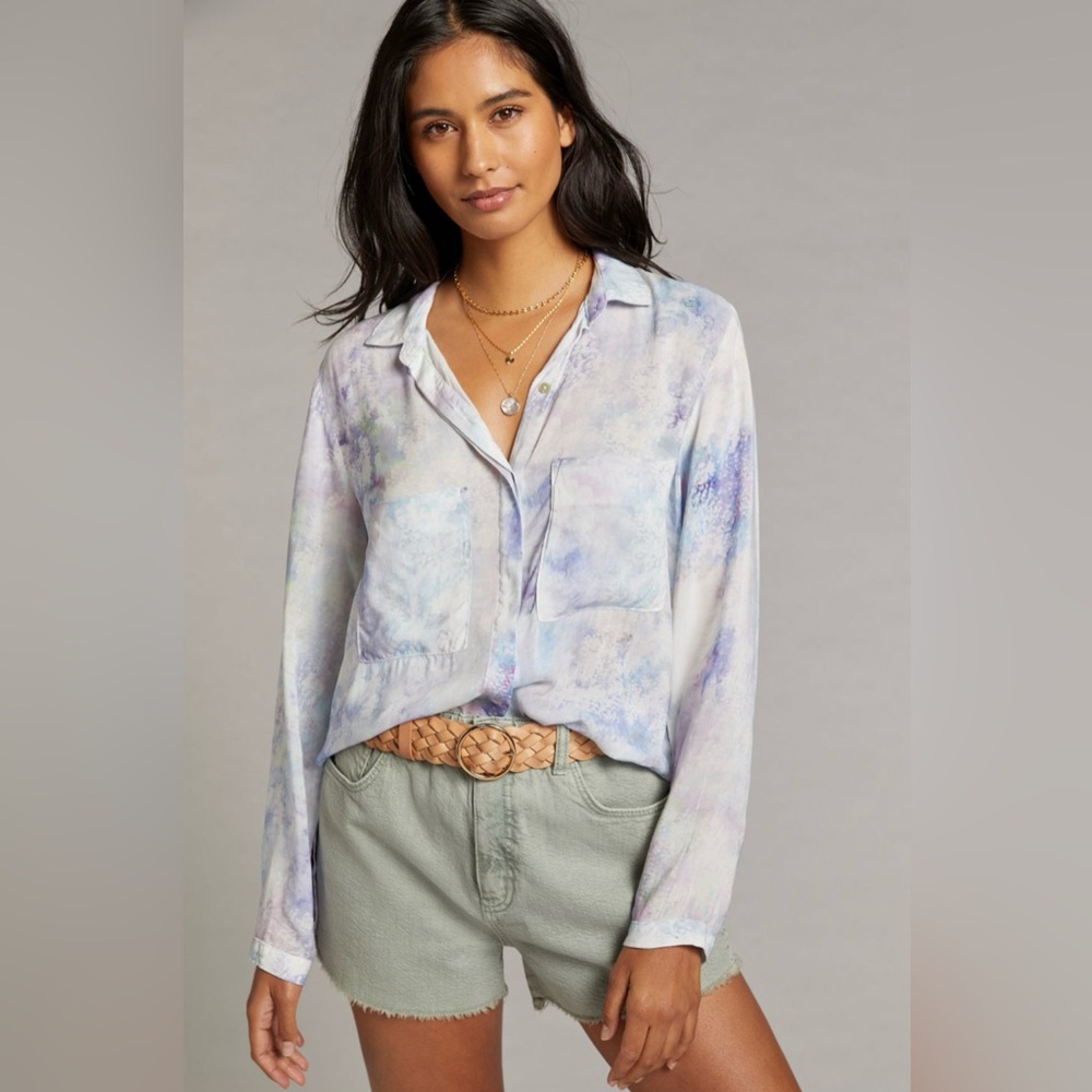 Cloth & Stone by Anthropologie Bess tie-dye button down shirt